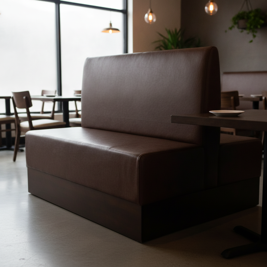 Rubber Wood Double Booth in Bison Espresso 1070mm for Restaurants