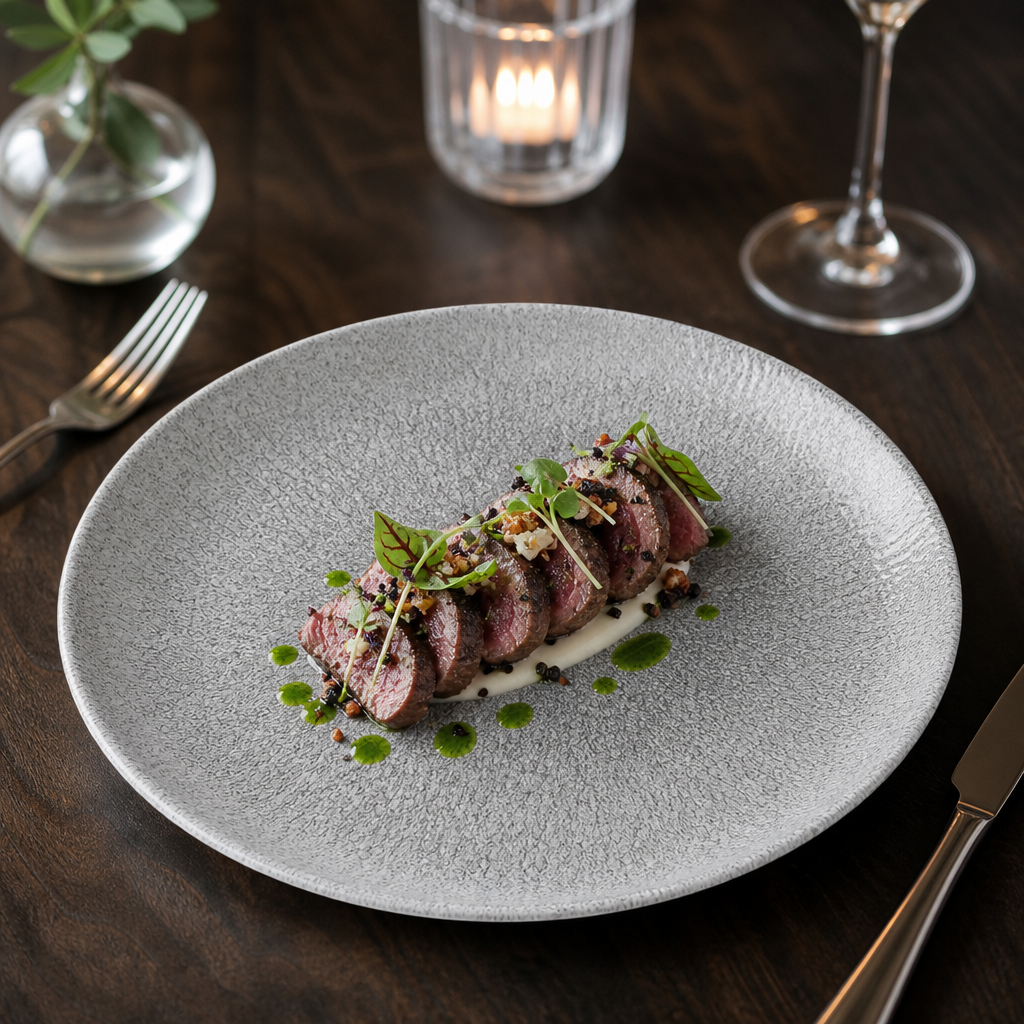Coupe Plates inch 8.67 Grey Vitrified Porcelain for Contemporary Dining (Pack of 12)