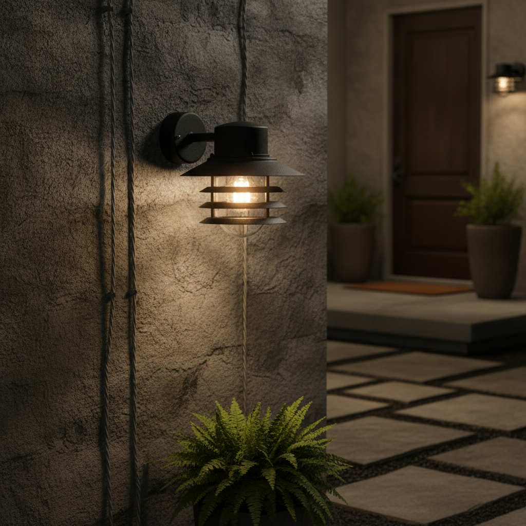 Metal Downward-Facing Outdoor Wall Light for Patios & Entrances