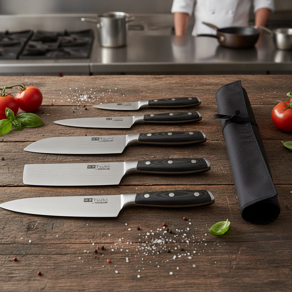 VG-10 Stainless Steel Damascus Knife Set for Culinary Professionals (Pack of 5)