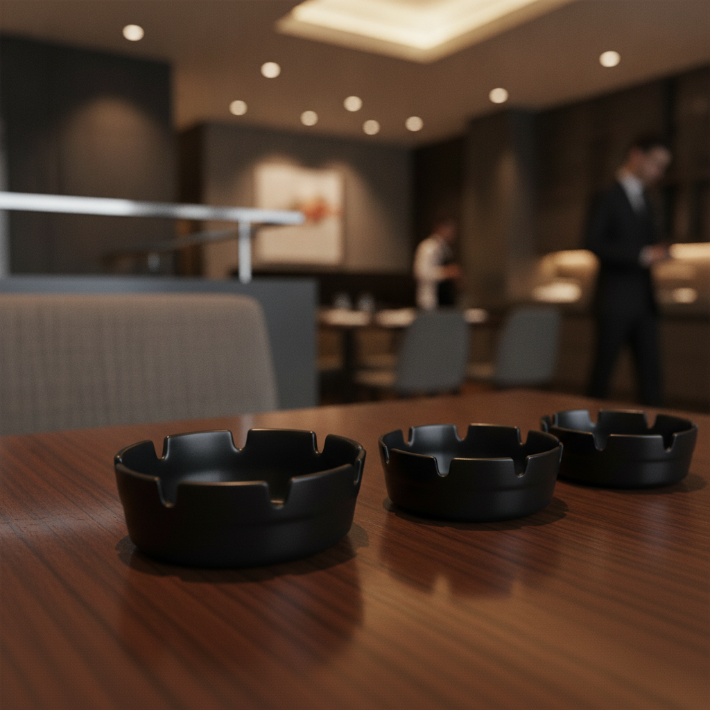 Melamine Black Ashtray 100mm for Hospitality Environments