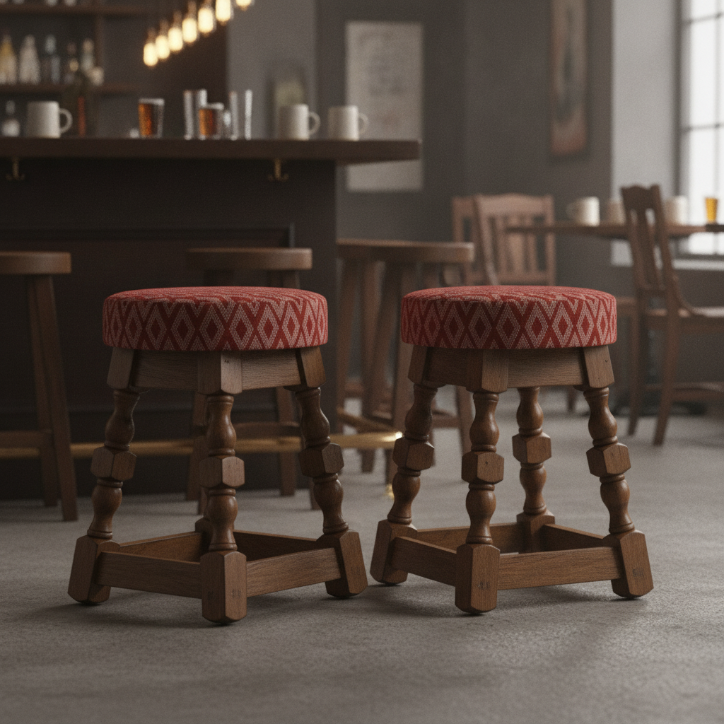 Rubber Wood Low Bar Stools 500mm for Pubs & Cafés (Pack of 2)
