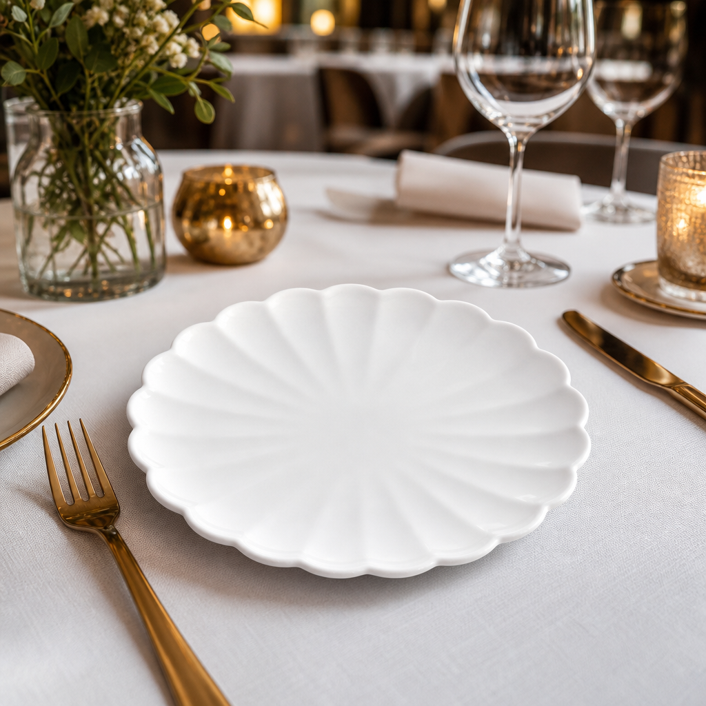 Scalloped Porcelain Plates 175mm for Elegant Dining