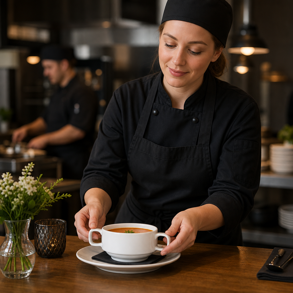 Soup Bowls Handles 400ml Porcelain for Restaurants (Pack of 6)