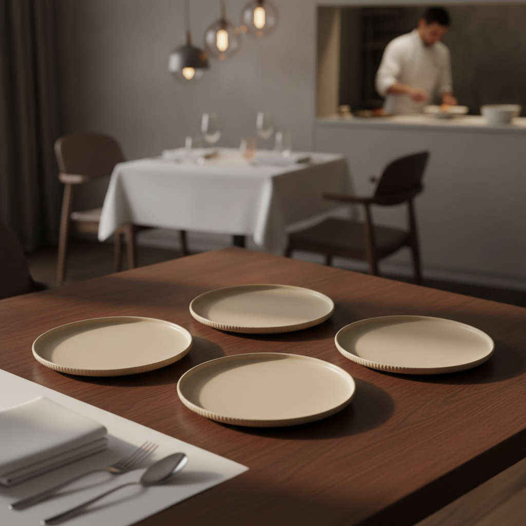 Porcelain Plates 230mm in Sand for Catering & Hospitality (Pack of 3)