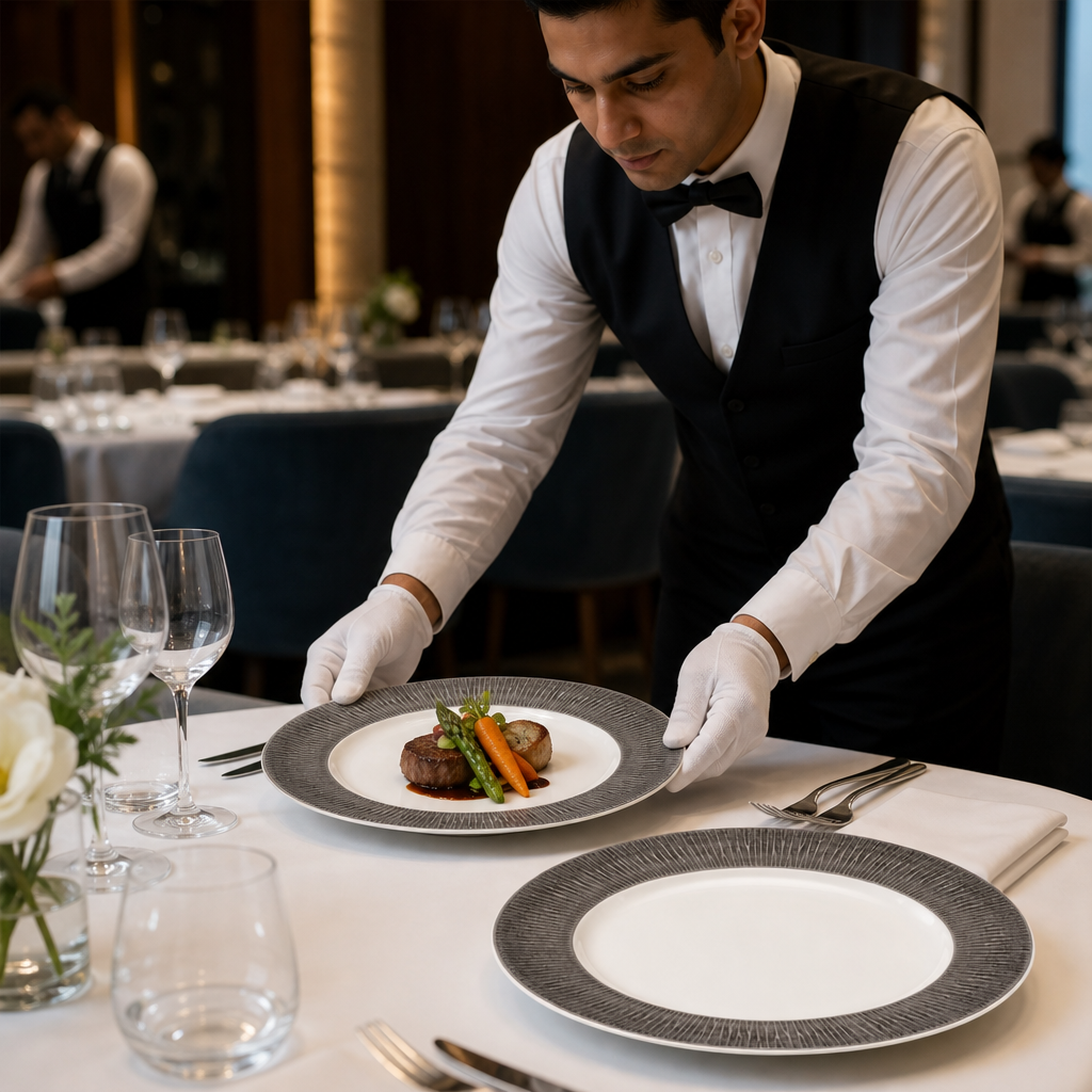 Footed Plates 305mm Vitrified Porcelain for Banqueting (Pack of 12)