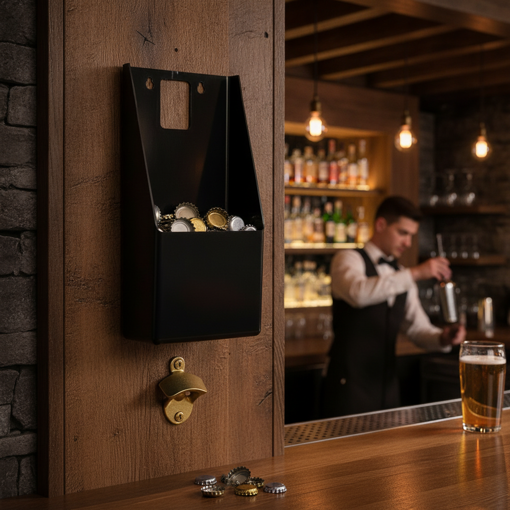 Plastic Wall-Mounted Bottle Cap Catcher for Bars & Pubs