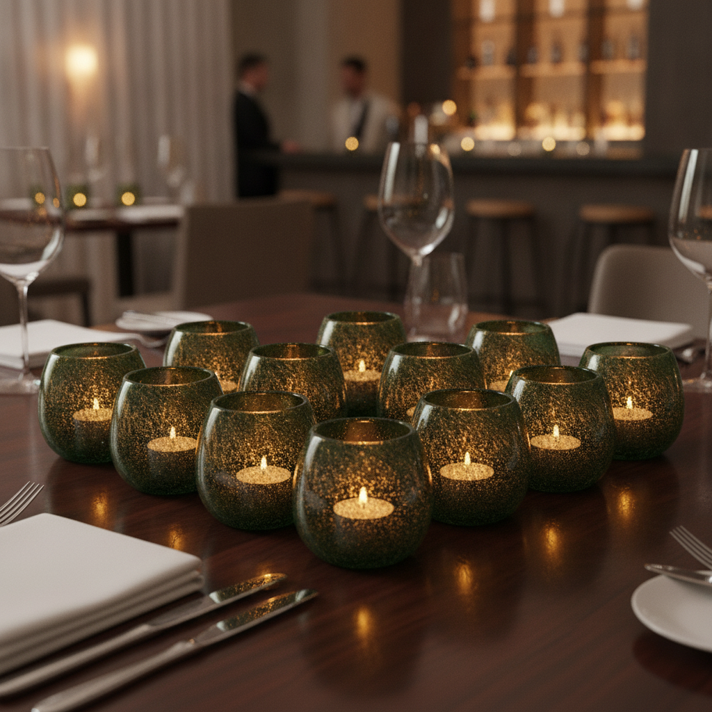 Glass Emerald Votives 102mm for Enhancing Dining Experience (Pack of 12)