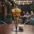 Stainless Steel French Fry Cone Black 105x119mm for Pub Garden Dining