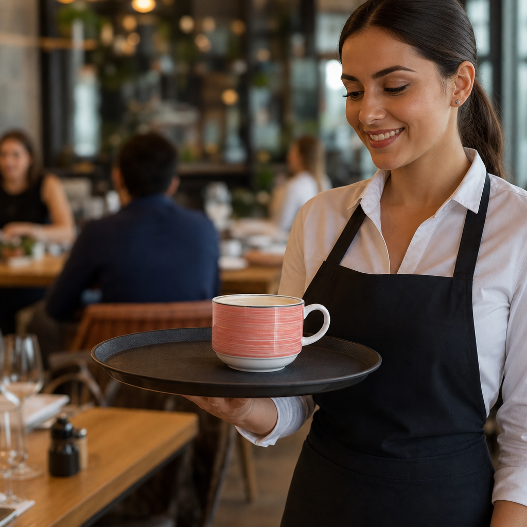 Slimline Stacking Cups Alumina 200ml Pink Ceramic for Cafés (Pack of 36)
