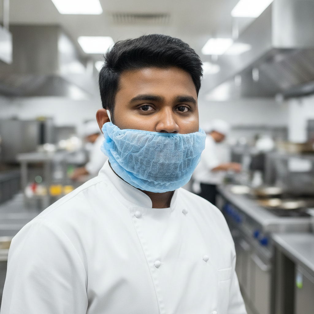 Polypropylene Beard Snoods Blue for Kitchen Hygiene (Pack of 50)