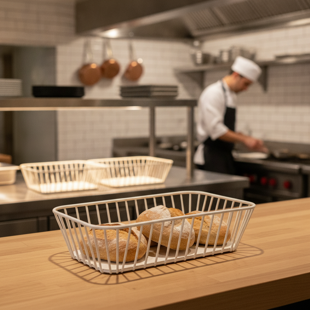 Metal White GN 1/4 Basket 265x162mm for Kitchen & Buffet