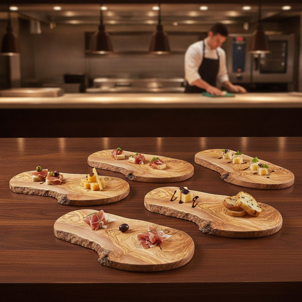 Antibacterial Olive Wood Oval Platter 400mm for Rustic Serving (Pack of 6)