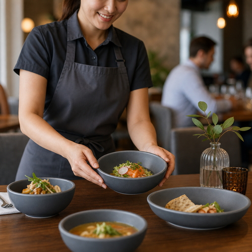 Bowls 455ml Grey Vitrified Ceramic for Dining (Pack of 12)