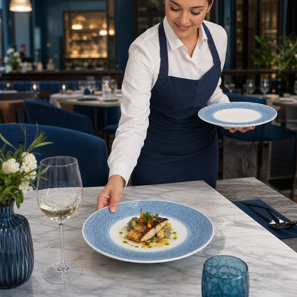 Deep Coupe Plates Blue Porcelain for Coastal Dining (Pack of 12)