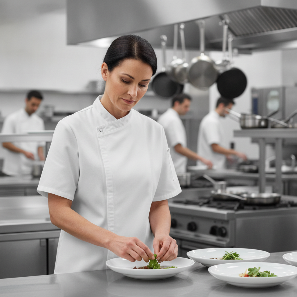 Polycotton White Chef Jacket with Cool Vent Technology for Busy Kitchens
