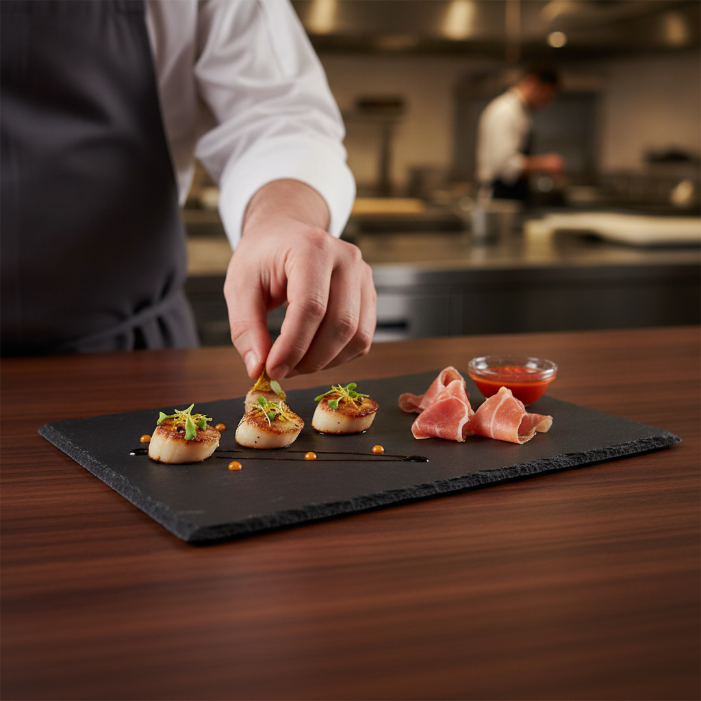 Slate Rectangular Tray 1/2 GN for Elegant Food Displays