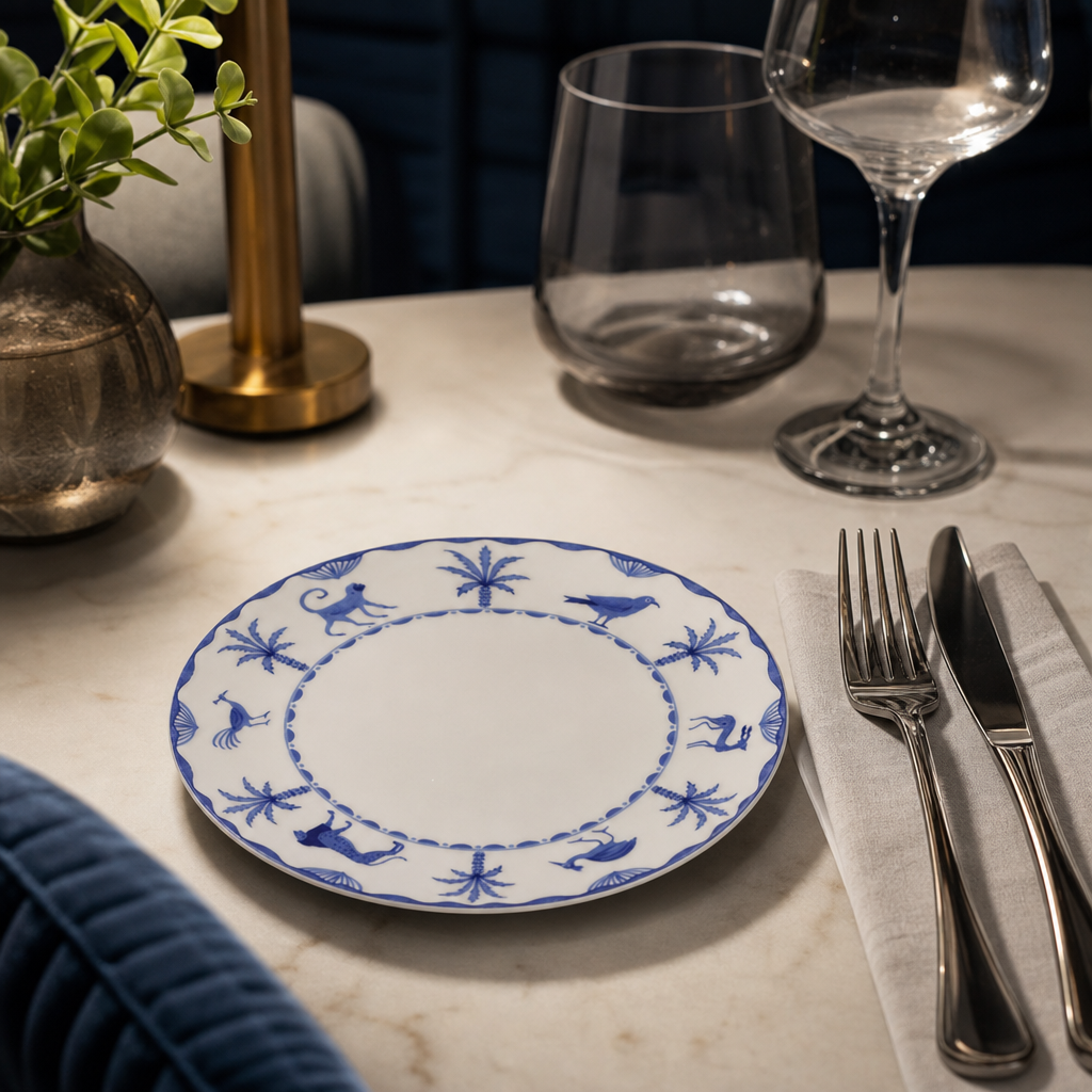 Coupe Plates 165mm Blue Bone China for Elegant Dining (Pack of 12)