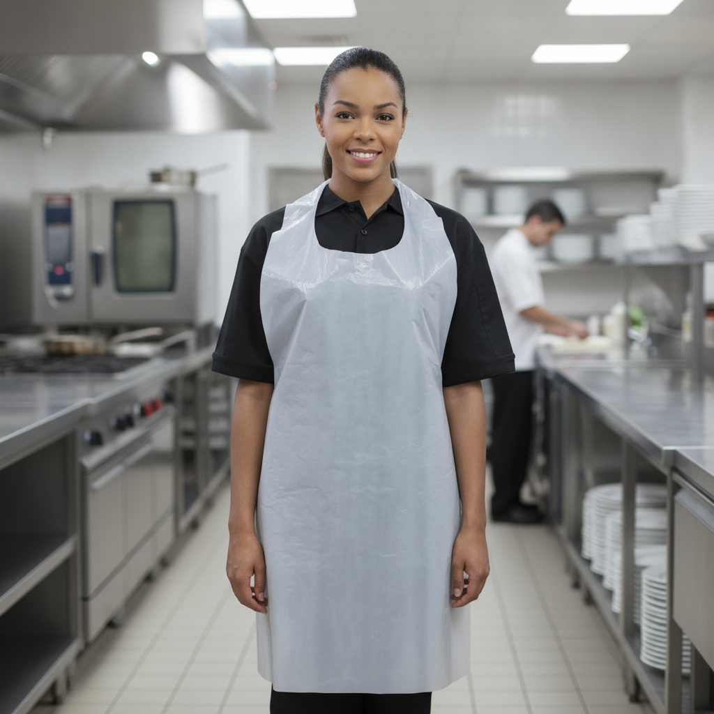 Polythene Disposable Bib Aprons for Back of House Tasks (Pack of 100)