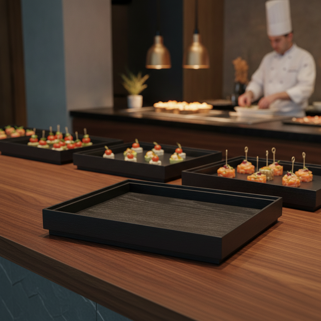 Black Oak Wooden Box GN 1/2 for Buffet Presentations