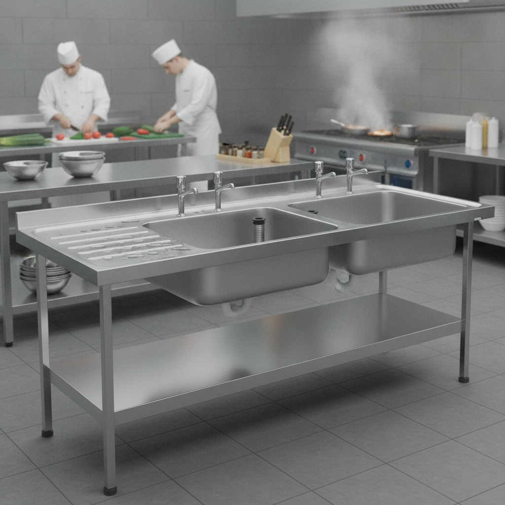 304 Stainless Steel Double Sink 1500mm for Professional Kitchens