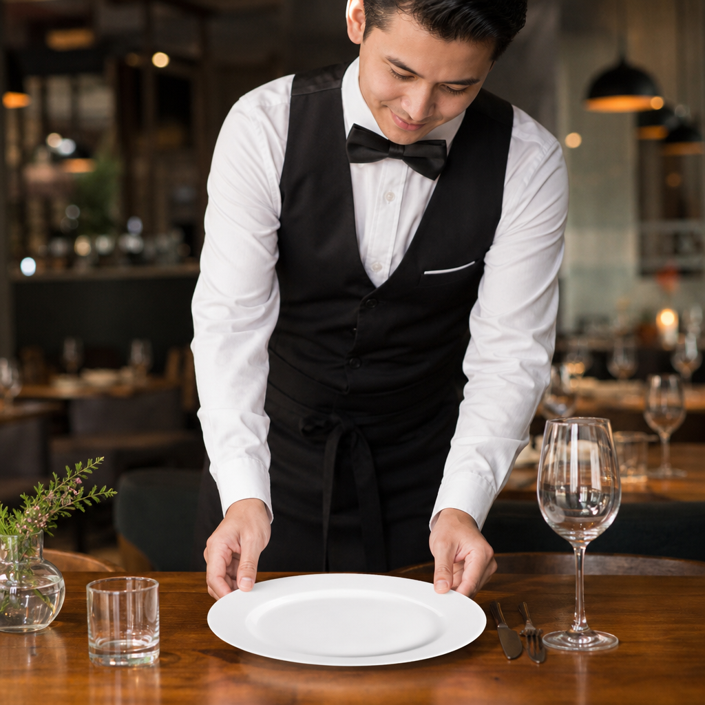 Wide Rim Plates 260mm Porcelain for Dining and Catering (Pack of 12)