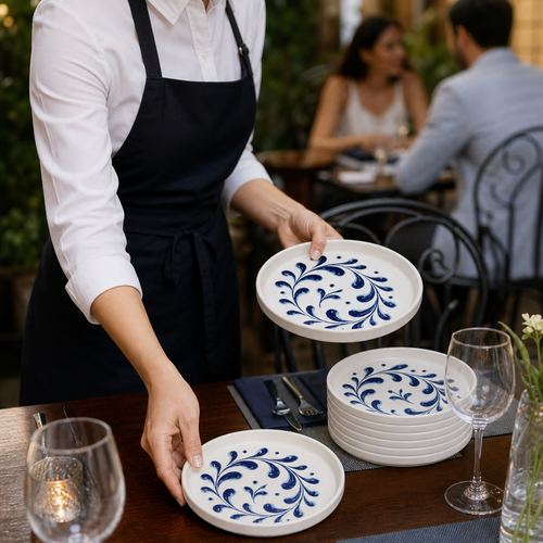 Alumina Round Stacking Trays 165mm Vitrified Ceramic for Outdoor Dining (Pack of 12)