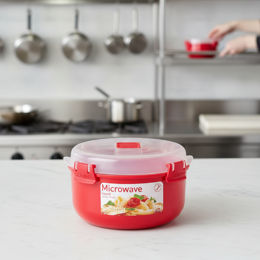 BPA-Free Plastic Round Microwave Bowl 915ml for Food Storage