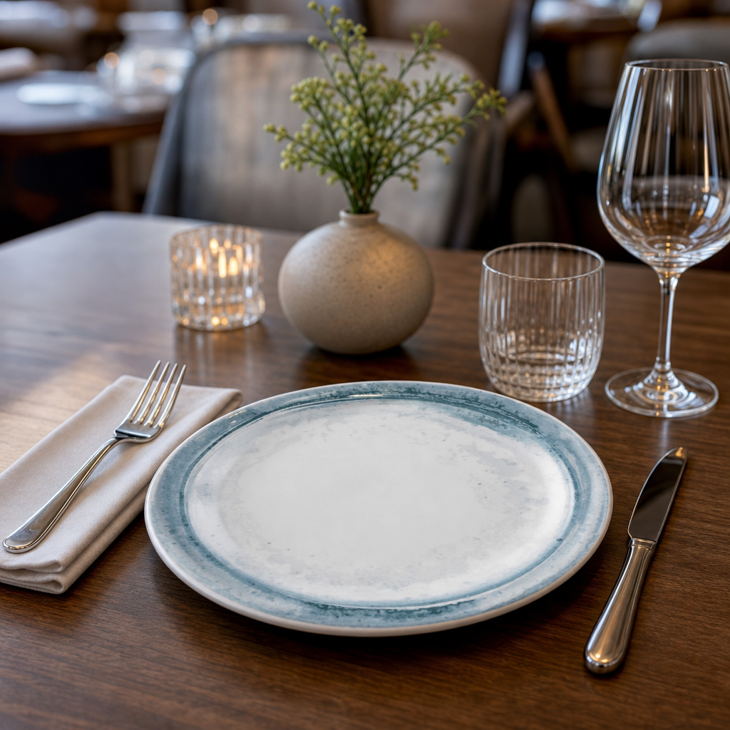 Plates Blue White China for Professional Use (Pack of 12)