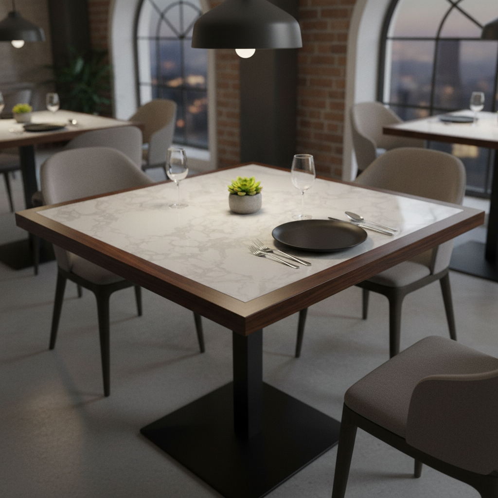 Wood & Marble Square Tabletop 600x600mm for Dining Areas