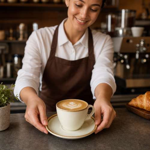 Cappuccino Saucers 160mm Sandstone Porcelain for Modern Cafés (Pack of 6)