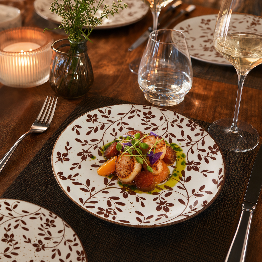 Coupe Plates 202mm Brown Vitrified Ceramic for Elegant Table Settings (Pack of 12)