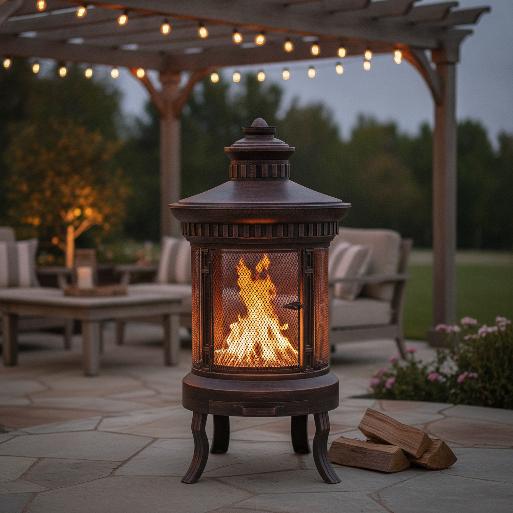 Steel Brushed Copper Fire Pit for Outdoor Gatherings