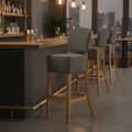 Rubber Wood Bar Chair with Shetland Smoke Upholstery 1175mm for Commercial Use