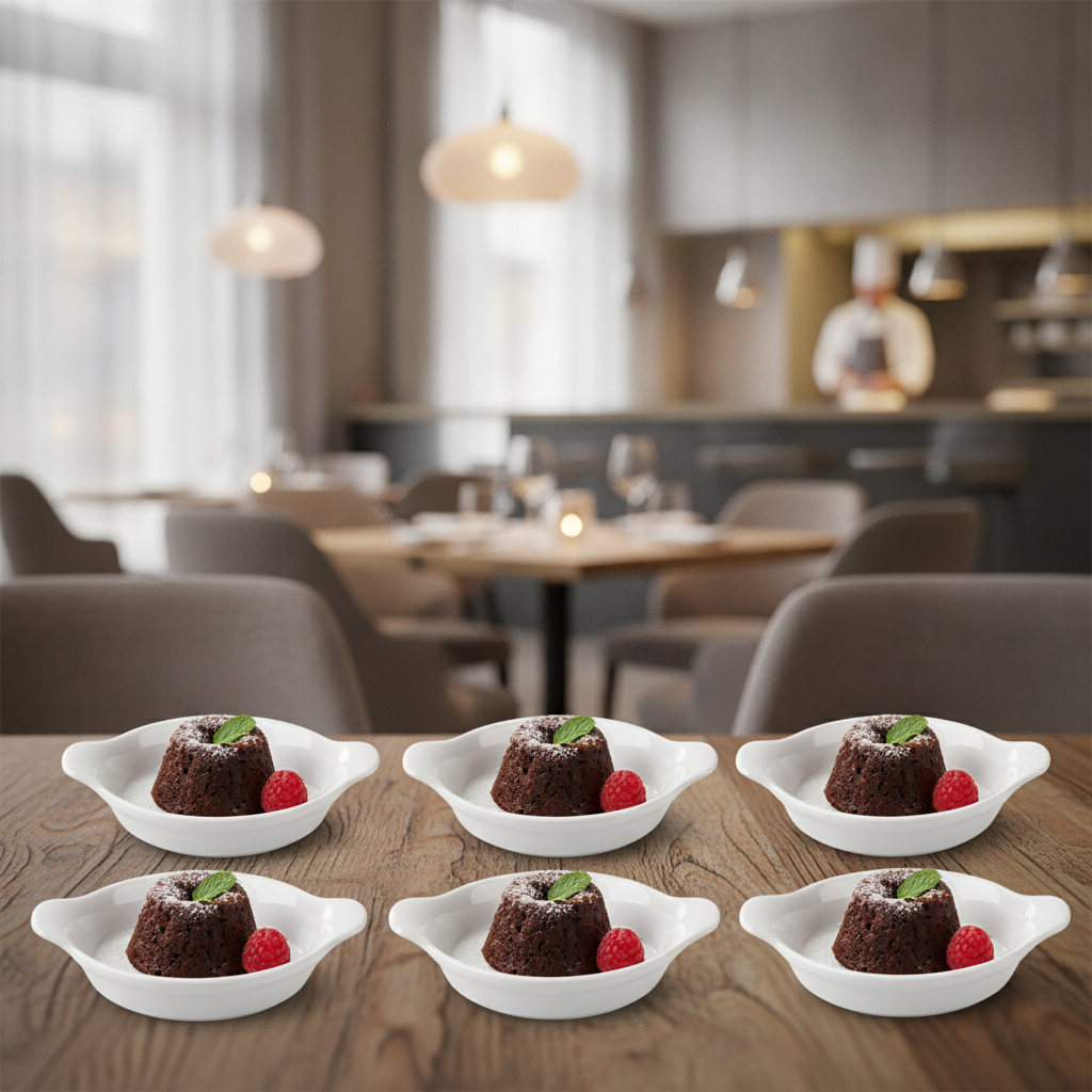 Porcelain Mini Round Eared Dishes 180ml for Catering (Pack of 6)