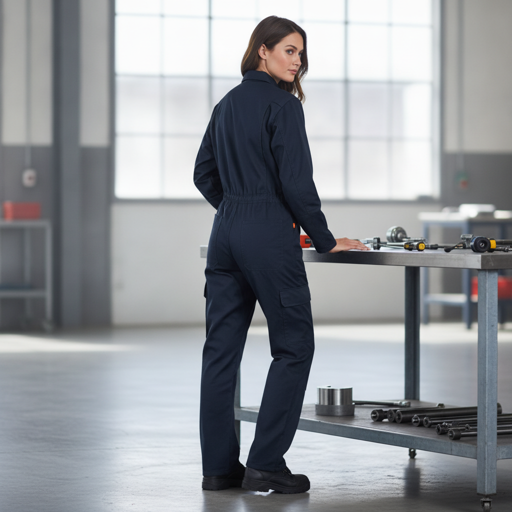 Polycotton Women's Everyday Coverall in Navy for Practical Use