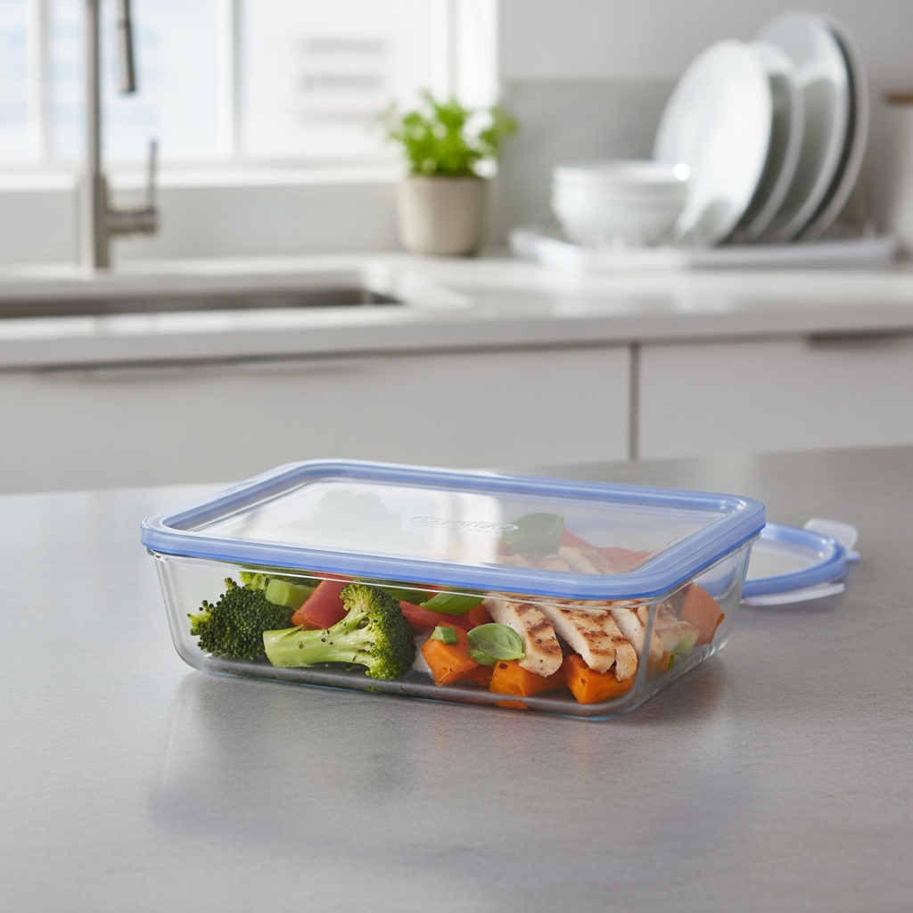 Tempered Glass Food Storage Container 1.6L for Home Kitchens