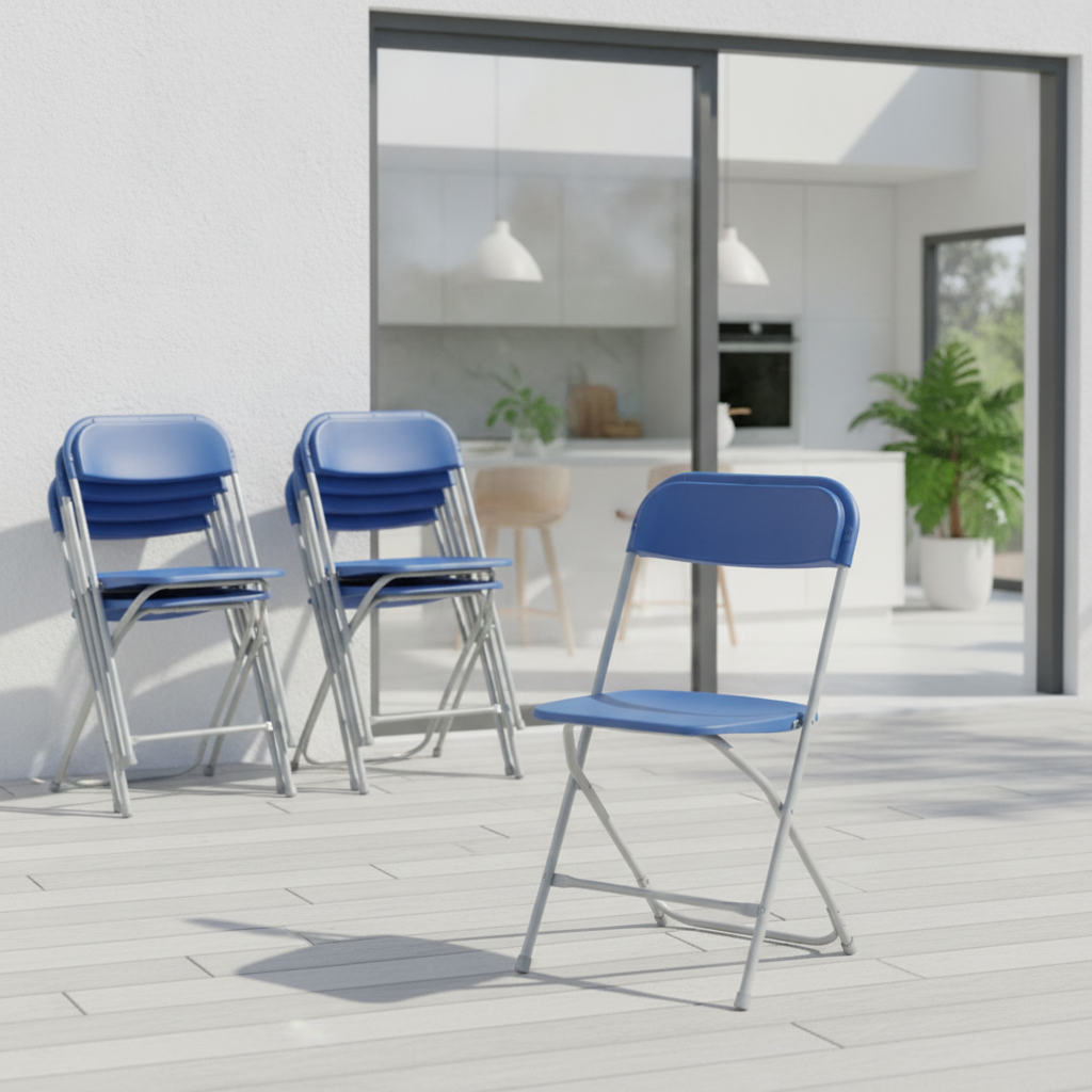Folding Polypropylene Chairs Blue 795mm for Indoor & Outdoor Use (Pack of 10)
