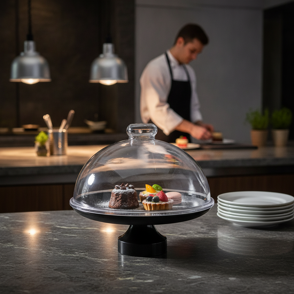 Acrylic Frosted Black Dome Cover for Food Display