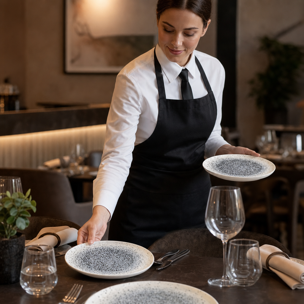 Centre Organic Round Plates 210mm Blue Vitrified Ceramic for Dining Experiences (Pack of 12)