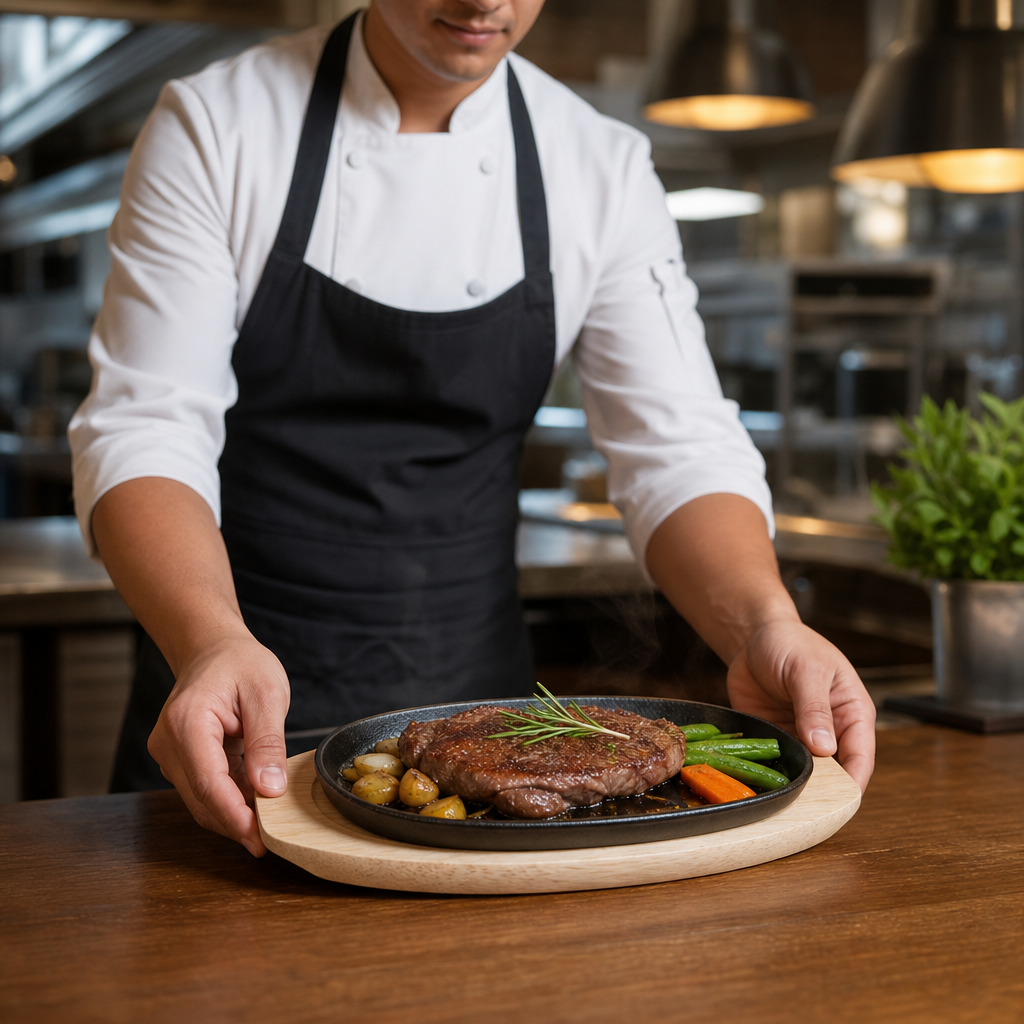Hevea Wood Serving Board 315x170mm for Hot Dishes