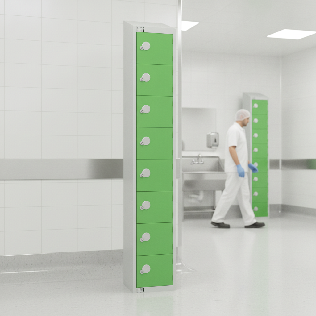 Powder Coated Steel Green Lockers 450mm Deep for Hygiene Areas