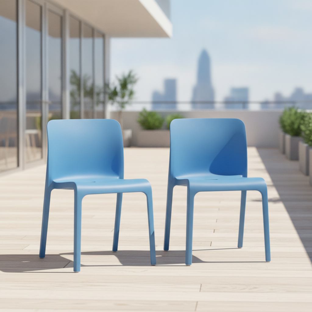 Polypropylene Sky Blue POP Chairs 780x480mm for Indoor & Outdoor Use (Pack of 2)