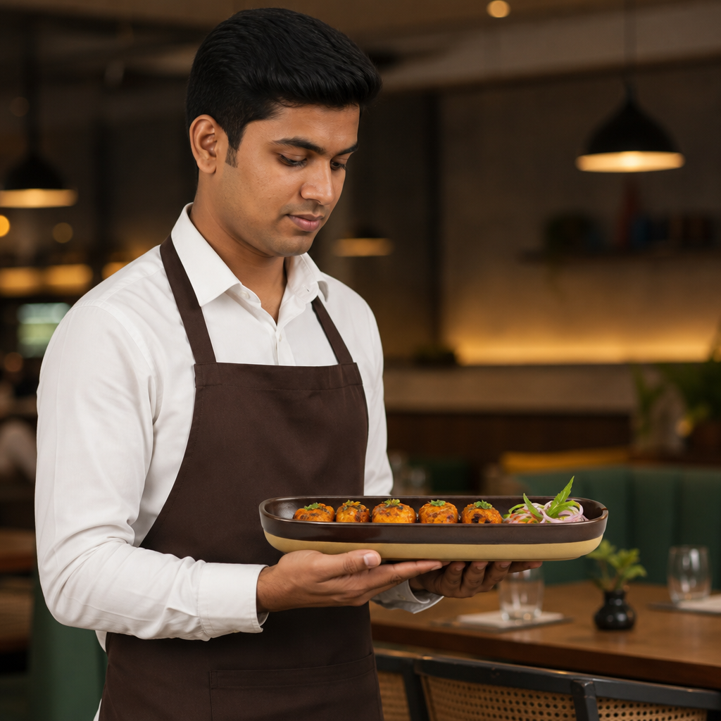 Brown Trays Brown Vitrified Ceramic for Restaurants & Cafés (Pack of 6)