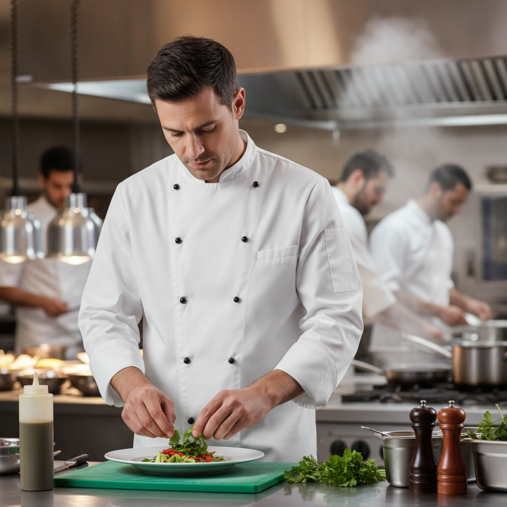 Cotton & Recycled Polyester Chef Jacket White for Busy Kitchens