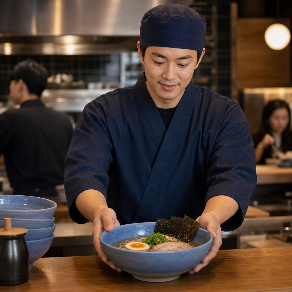 Ramen Bowls 1280ml Blue Vitrified Stoneware for Dining (Pack of 6)