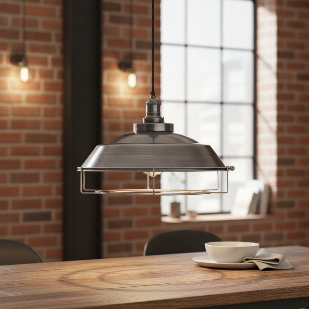 Iron Pewter Step Cage Pendant Light 410mm for Home Interiors