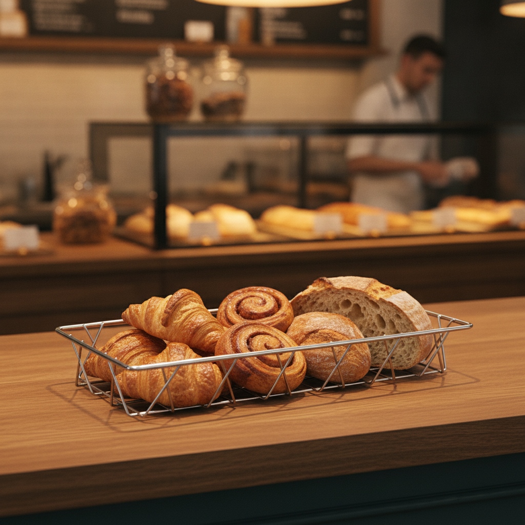 Stainless Steel Wire Display Basket 350x150x50mm for Bakeries