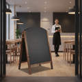 Wood A-Board with Curved Top for Displaying Menus