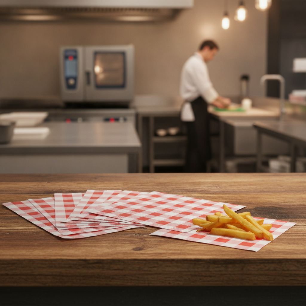 Red Greaseproof Paper Sheets 310x190mm for Food Service (Pack of 200)